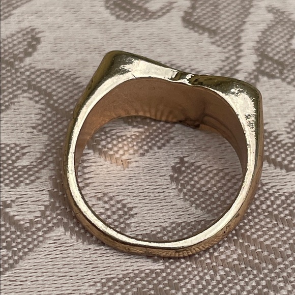 Gold Tone Butterfly Statement Ring with Blue and Cream Enamel - Picture 3 of 4